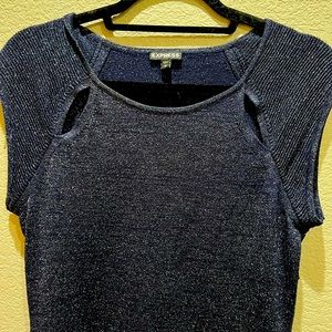 Express fitted body con midi dress navy blue size M